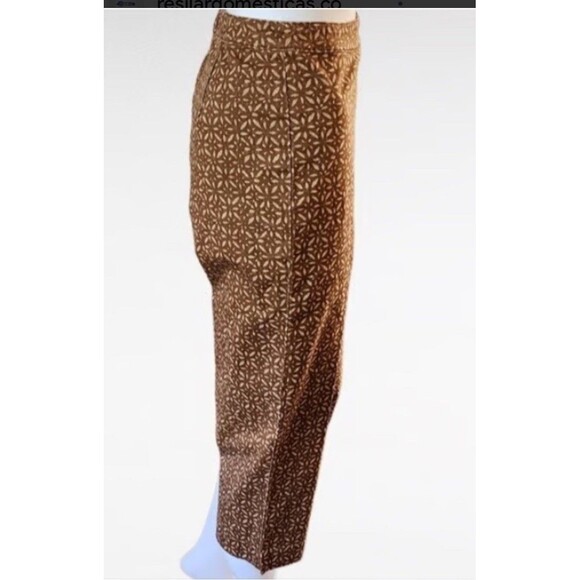 Coldwater Creek Women’s Size 12 Petite Capri Brown & Cream Mosaic Print Pants - Picture 1 of 7